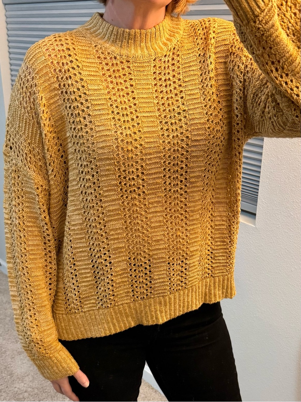 dip Women's Gold Knit Mock Turtleneck Sweater